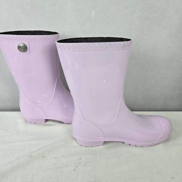 UGG Waterproof Rain Boots Siena USA Lilac Logo Size 9 Womens Rubber Mid Calf - Picture 2 of 7